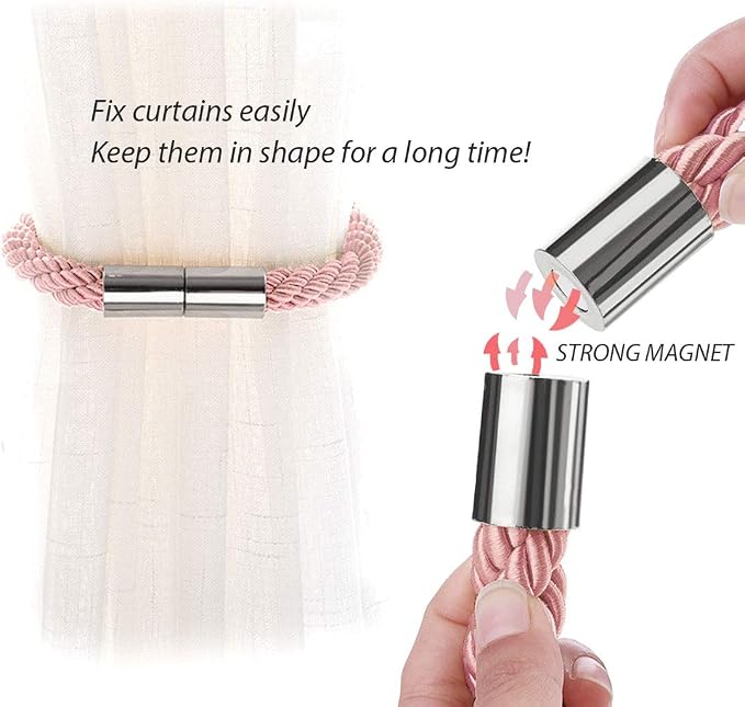 NICEEC 4 Pack Strong Magnetic Curtain Tiebacks Modern Simple Style Drape Tie - Image 4