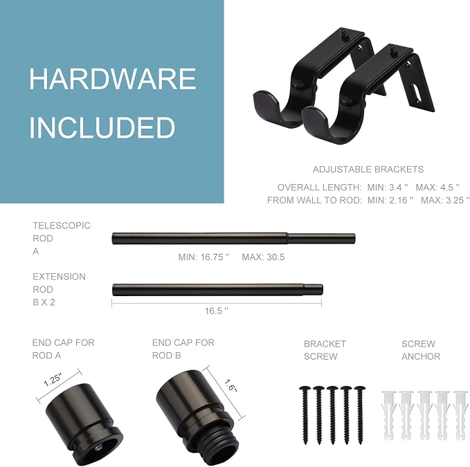 Byondeth Curtain Rods for Windows 16 to 48 or 60 Inches Max Adjustable Length 1 - Image 4