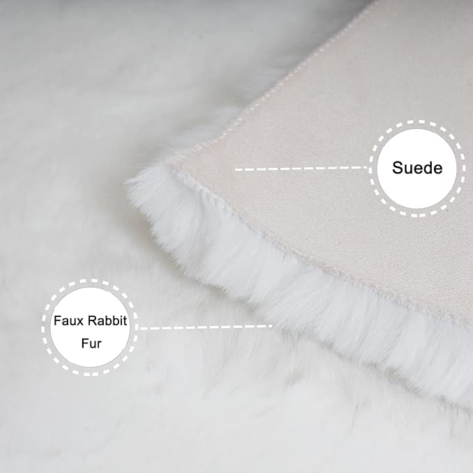 Ghouse Ultra Soft Faux Rabbit Fur Rug 4x6, Machine Washable Area Rugs - Image 3