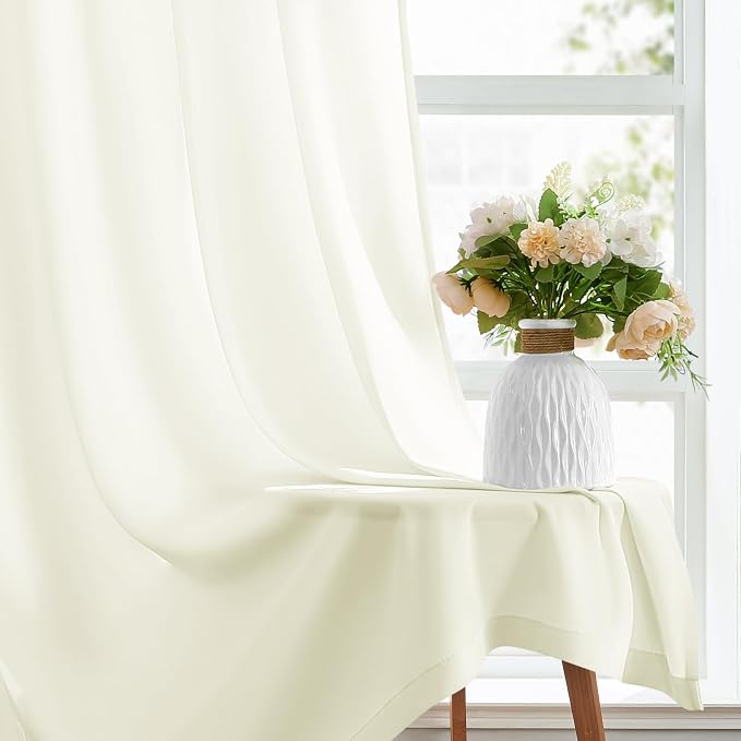 HOMEIDEAS Non-See-Through Ivory Privacy Sheer Kitchen Curtains, 30 X 24 Inches - Image 5