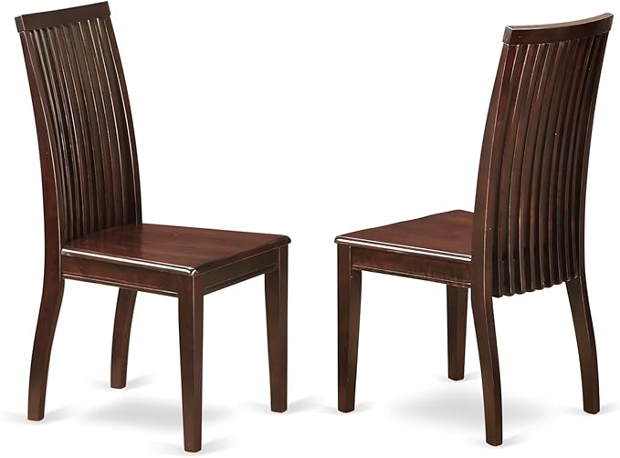 East West Furniture DMIP3-MAH-W 3 Piece Kitchen Table & Chairs Set Contains a Round Dining Room Table with Dropleaf and 2 Dining Chairs, 42x42 Inch, Mahogany