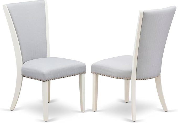 East West Furniture V027VE005-5 5 Piece Dinette Set for 4 Includes a Rectangle Dining Room Table with V-Legs and 4 Grey Linen Fabric Upholstered Parson Chairs, 40x72 Inch, Multi-Color