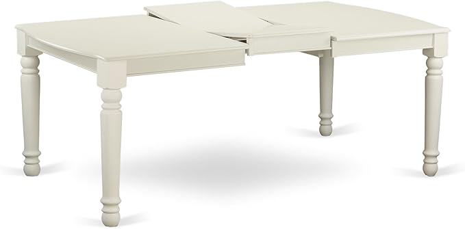 East West Furniture DOCE7-LWH-15 7 Piece Kitchen Table & Chairs Set Consist of a Rectangle Butterfly Leaf Dining Table and 6 Baby Blue Linen Fabric Parson Chairs, 42x78 Inch, Linen White