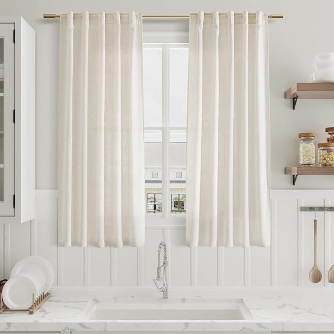 Nanspring Cream Linen Curtains 63 Inch - Image 6