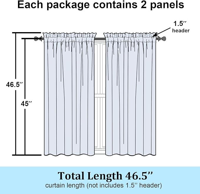 Simplebrand Gold Semi Sheer Curtains 45 Inch Length 2 Panels, Geometric - Image 7