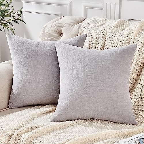 GAWAMAY Light Gray Chenille Throw Pillow Covers 26x26 Set of 2 by GAWAMAY