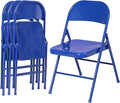 VECELO Metal Folding Chairs 4 Pack, Double Hinged Steel Frame Easy Foldable&Stackable for Office Kitchen Dinning Wedding Patio and Garden