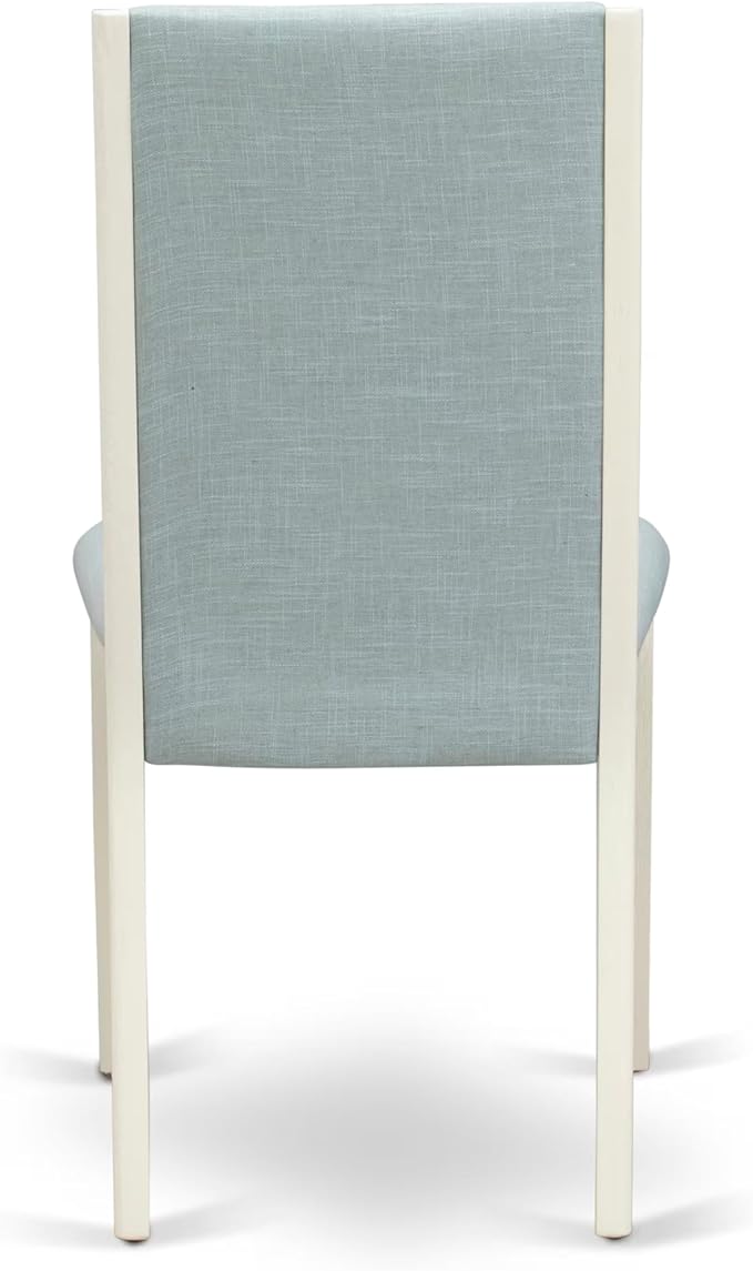 East West Furniture V097LA015-6 6 Piece Dining Table Set Contains a Rectangle Dining Room Table with V-Legs and 4 Baby Blue Linen Fabric Parson Chairs with a Bench, 40x72 Inch, Multi-Color