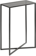 Kate and Laurel Jaspur Modern Narrow End Table, 16 x 8 x 24, Tinted Glass and Gray Metal, Decorative Contemporary Glass and Metal Side Table for Use as Bedroom Nightstand or Living Room Accent