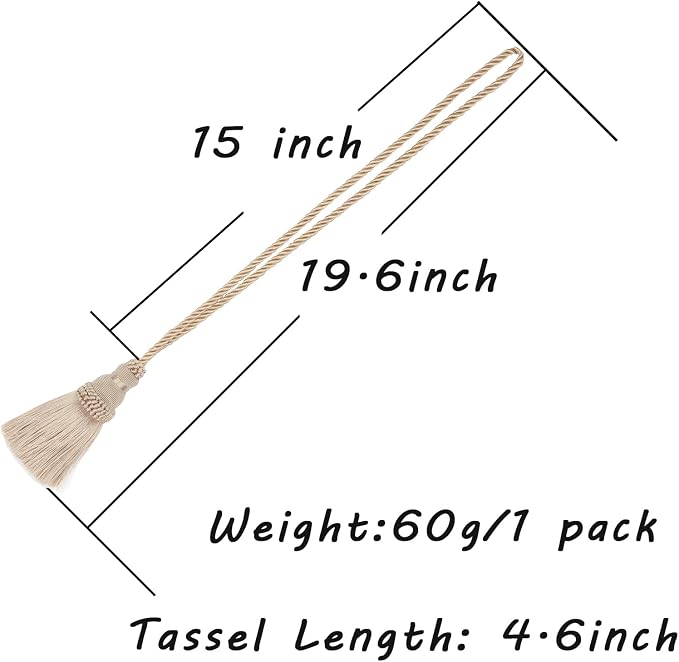 Fenghuangwu 2 Pack Curtain Tie Backs Rope Tassels - Image 2