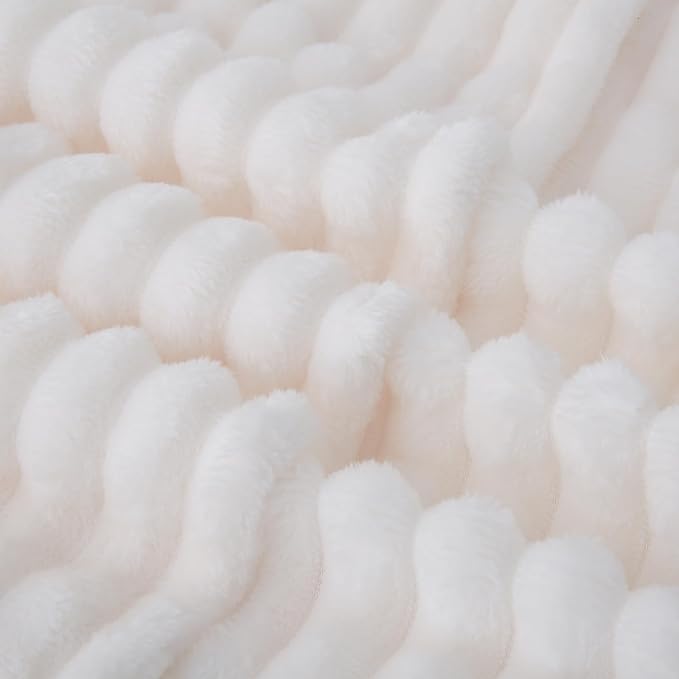 Cream White Fleece Throw Blanket 60”×80” - Image 7