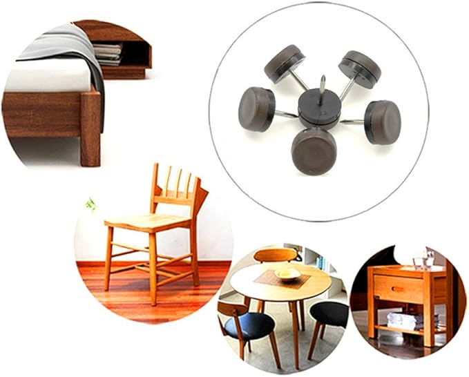 ALIMITOPIA 40pcs Furniture Glide Nail-in Thickened Nylon Chair Glide Slider Furniture Pad Floor Protector for Wooden Furniture Chair Tables Leg Feet(Φ24mm or 0.95";Brown)