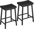 Bar Stools, Counter Height Bar Stools Set of 2, 23.7 Inch Saddle Stools with Footrest, Kitchen Stools, Industrial Style, for Dining Room, Counter, Bar, Black BABK0801