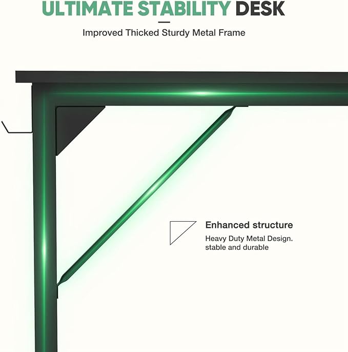 40 Inch Desk Office with Storage, Modern Simple Style Gaming Computer Table for Youth Student Adult, Metal and Wood Home Office Furniture, Black