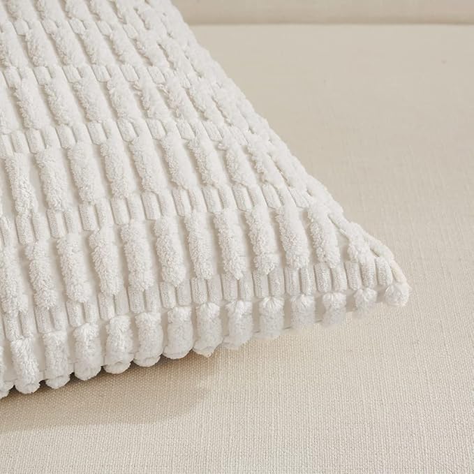 Fancy Homi 4 Packs Pure White Decorative Throw Pillow Covers 16x24 Inch - Image 4