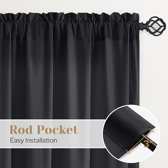 HOMEIDEAS Halloween Non-See-Through Black Privacy Sheer Curtains, 52 X 96 - Image 6