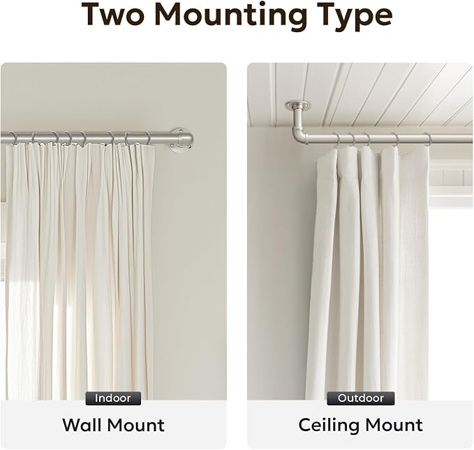 Zeerobee Curtain Rods for Windows 48 to 84, 1 Inch Industrial Wrap Around - Image 5