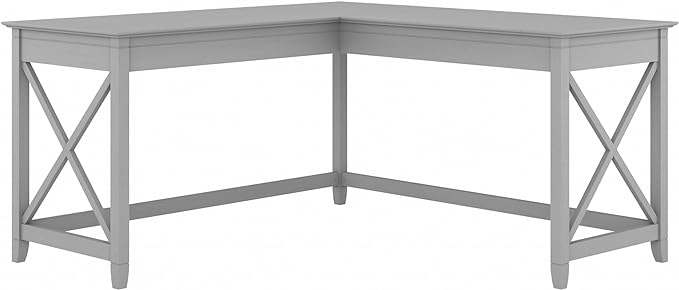 Bush Furniture Key West 60W Modern Farmhouse L Shaped Desk in Cape Cod Gray | 60-Inch Corner Table for Home Office