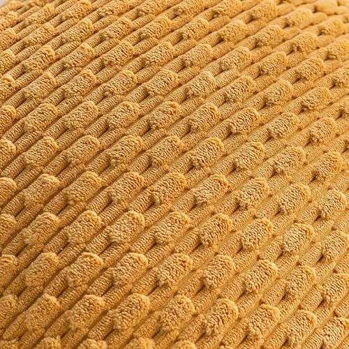 Set of 4 Mustard Yellow Decorative Throw Pillow Covers 12x20 Inch Corduroy - Image 5