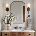 ANDY STAR Matte Black Mirror 26x38 Inch, Scalloped Wall Mirror, Unique Rectangular Bathroom Mirror in Premium Stainless Steel Metal Frame 1’’ Deep, Hangs Vertically/Horizontally