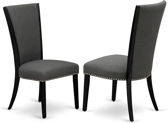 East West Furniture V626VE650-6 6 Piece Kitchen Table Set Contains a Rectangle Dining Table with V-Legs and 4 Dark Gotham Linen Fabric Parson Chairs with a Bench, 36x60 Inch, Multi-Color