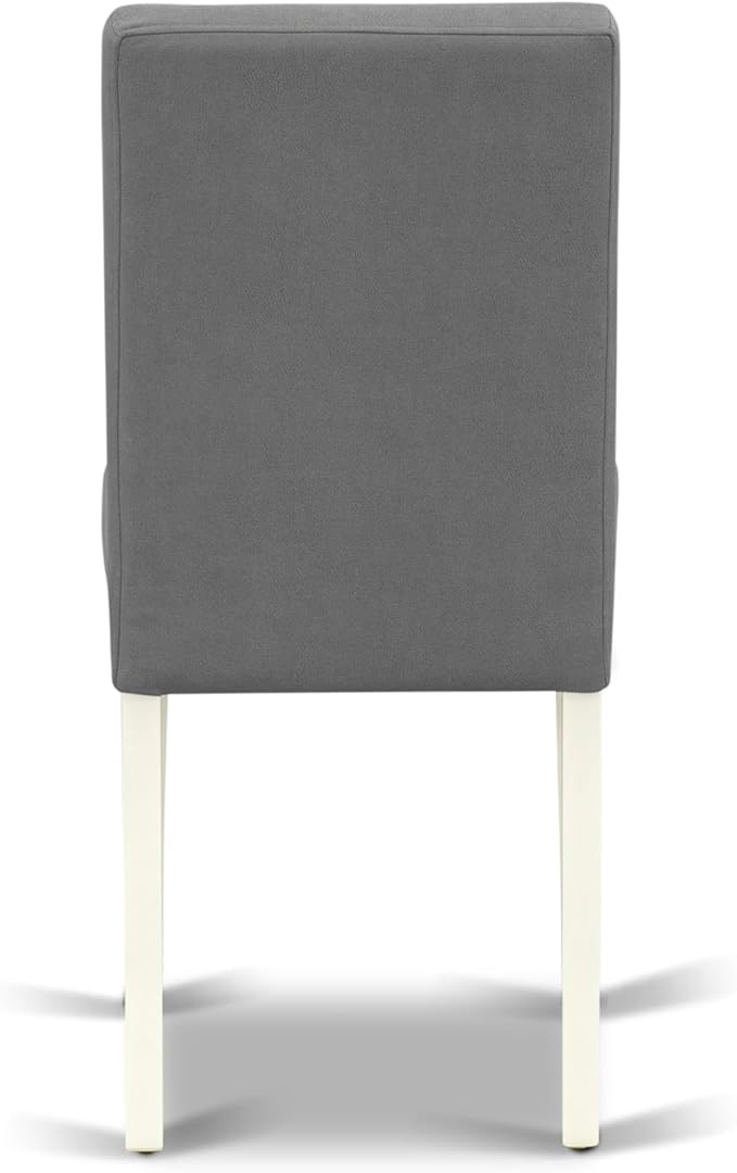 East West Furniture ANAS3-LWH-41 3 Piece Kitchen Table Set consists A Wooden Table and 2 Platinum Gray Polyester Fabric Person Chairs with Stylish Back- Linen White Finish