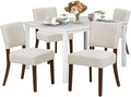 COLAMY 60 Inch Rectangular Kitchen Dining Table for 4, Modern Farmhouse Dining Table Set for 4, Wood Dining Table and Kitchen Dining Chairs for Dining Room, Restaurant, White/Beige