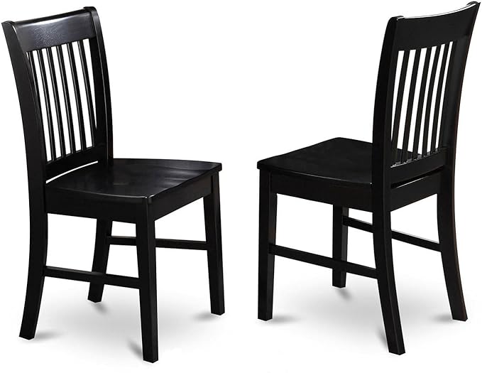 East West Furniture SHNO5-BLK-W 5 Piece Dining Set Includes a Round Dining Room Table with Pedestal and 4 Wood Seat Chairs, 42x42 Inch, Black