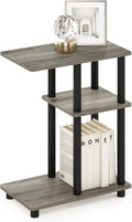 Furinno Turn-N-Tube C-Shape Sofa Side Table, French Oak/Black