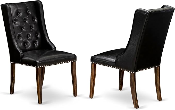 East West Furniture V727FO749-5 5 Piece Dining Set Includes a Rectangle Dining Room Table with V-Legs and 4 Black Faux Leather Upholstered Parson Chairs, 40x72 Inch, Multi-Color