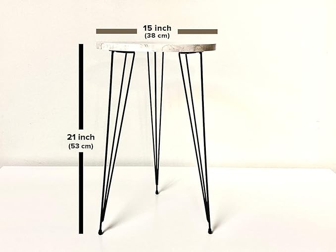 PAK HOME - Set of 2 End Table - White Marble Look Round Wood Sofa Side Coffee Tables for Small Spaces, Nightstand Bedside Table for Small Spaces