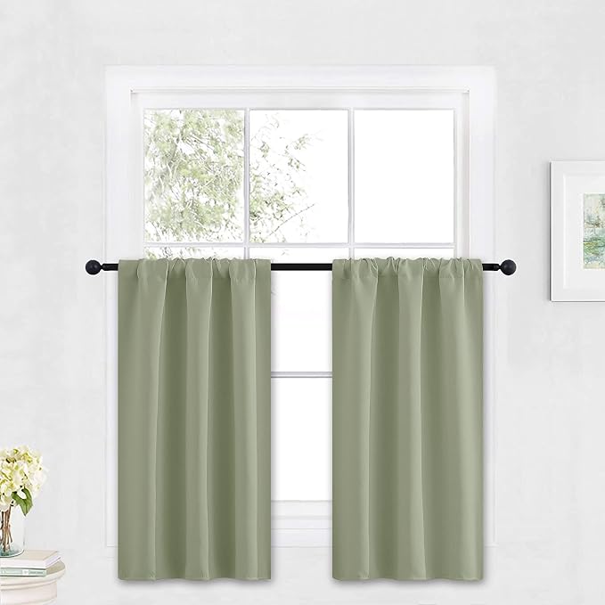 RYB HOME Kitchen Blackout Curtains Over Sink 36 inch Length, Rod Pocket Summer by RYBHOME