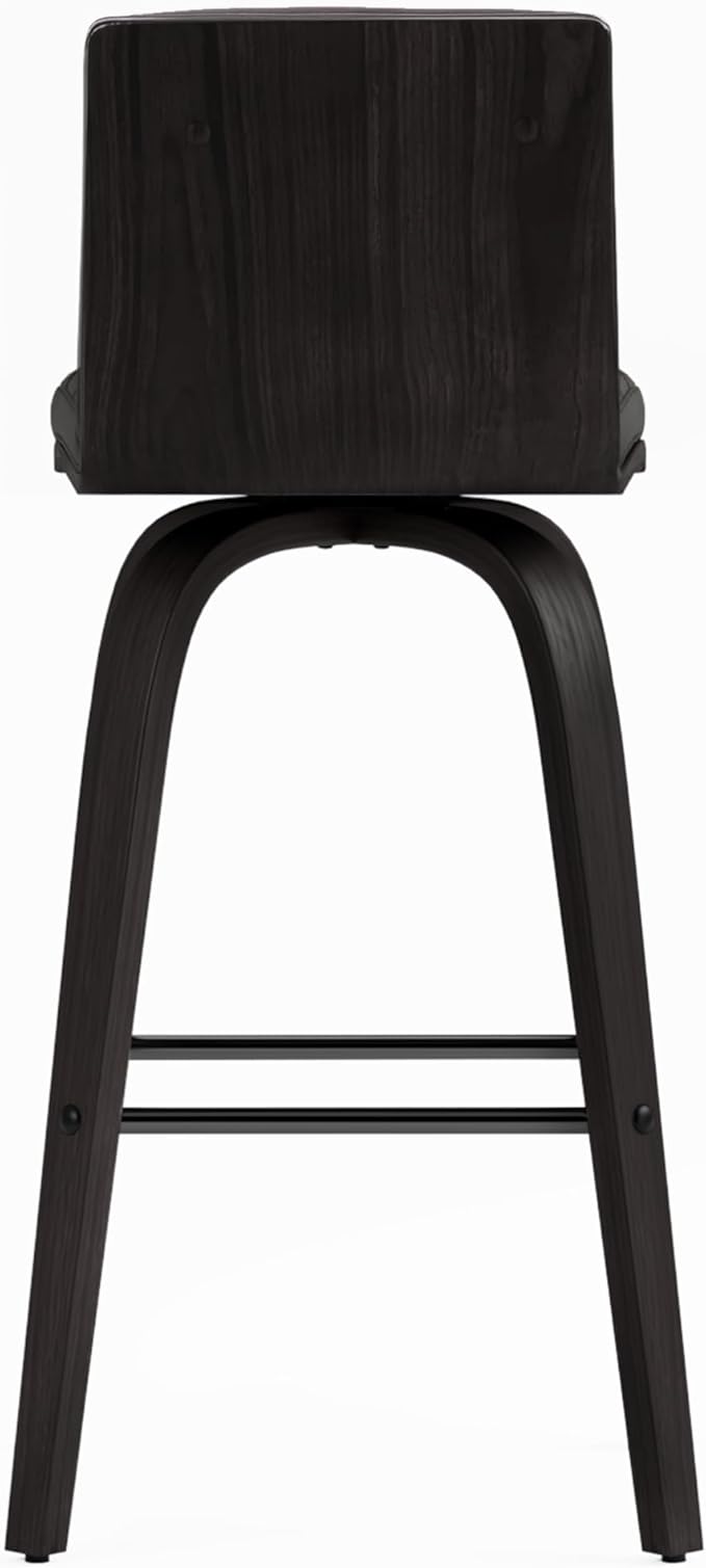 Armen Living Vienna Counter Height Barstool Brushed Wood Finish Faux Leather Kitchen and Dining, 26" Counter Height, Black/Gray, More color/size option