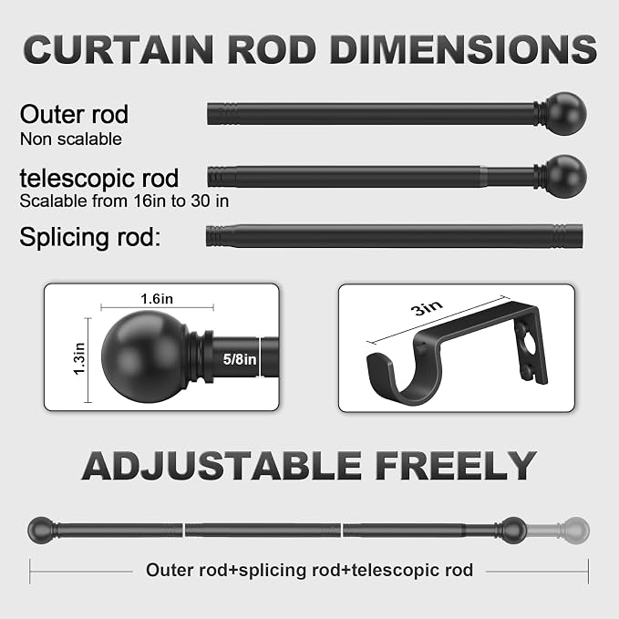 Black Curtain Rods for Bedroom - Image 3