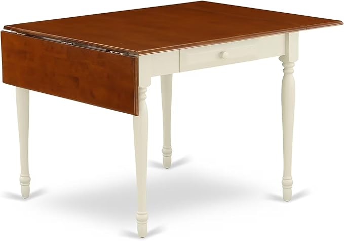 East West Furniture MZDO5-WHI-W 5 Piece Dining Room Furniture Set Includes a Rectangle Kitchen Table with Dropleaf and 4 Dining Chairs, 36x54 Inch, Buttermilk & Cherry