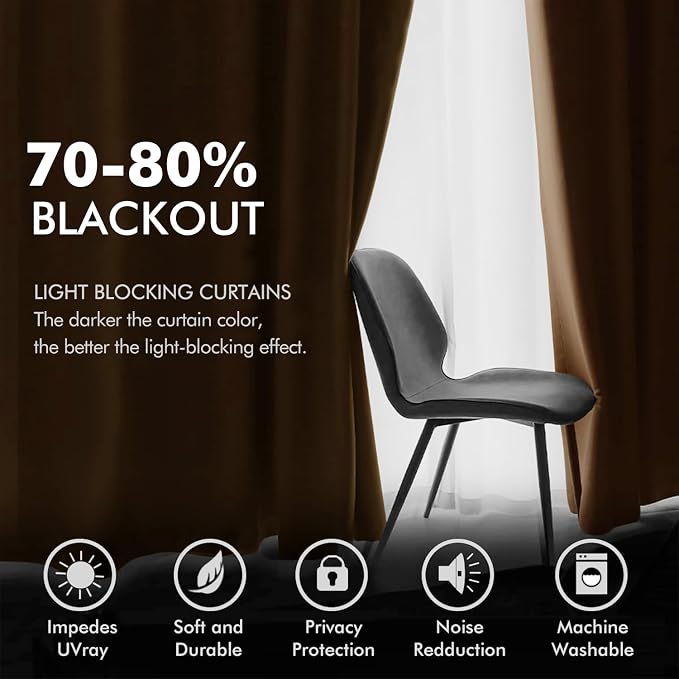 MIULEE Velvet Curtains Chocolate Elegant Grommet Thermal Insulated Soundproof - Image 4