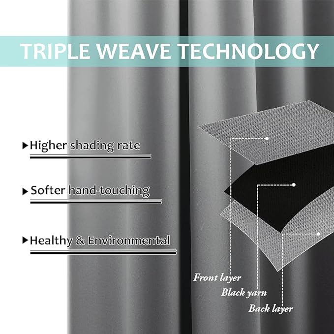 NICETOWN Silver Grey Full Shade Curtain Panels, Pair of Energy Smart & Noise - Image 6