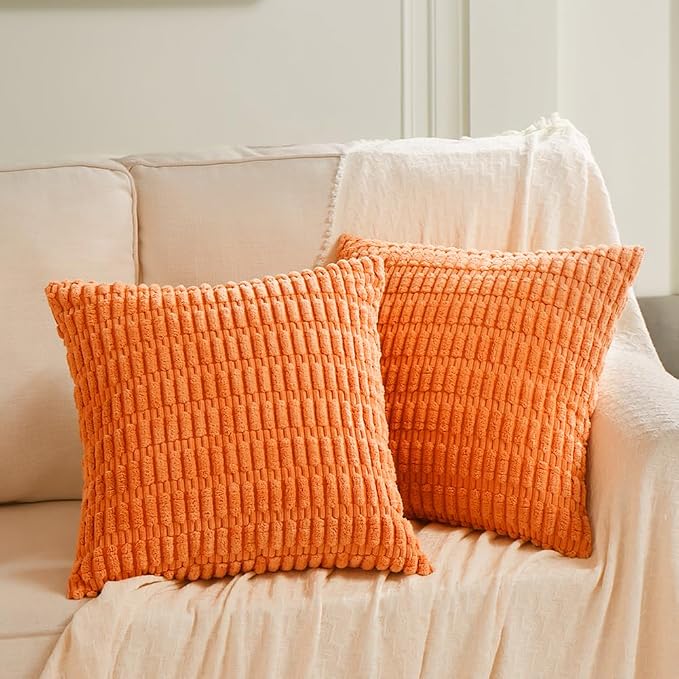 Fancy Homi 4 Packs Orange Fall Decorative Throw Pillow Covers 16x16 Inch - Image 6