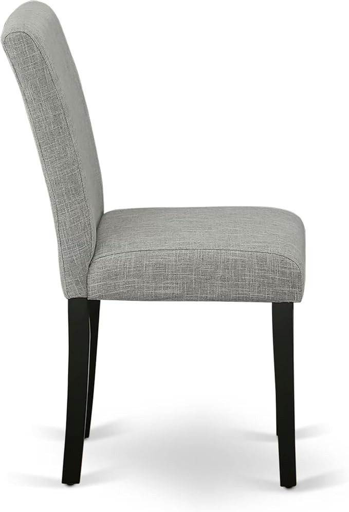 East West Furniture V697AB106-9 9 Piece Dining Room Table Set Includes a Rectangle Kitchen Table with V-Legs and 8 Shitake Linen Fabric Parson Dining Chairs, 40x72 Inch, Multi-Color