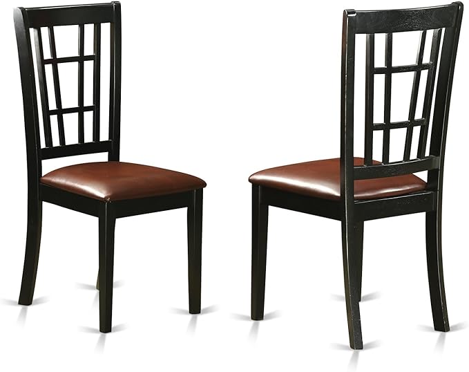 East West Furniture PLNI9-BCH-LC 9 Piece Dining Room Table Set Includes an Oval Wooden Table with Butterfly Leaf and 8 Faux Leather Kitchen Dining Chairs, 42x78 Inch, Black & Cherry