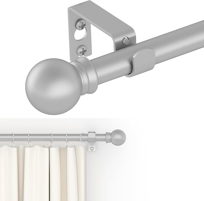 GXOACKJ Curtain Rods for windows 28-78 inch, 5/8 inch Decorative Silver by GXOACKJ