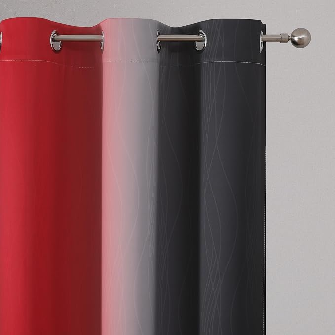 Estelar Textiler Red and Black Blackout Curtains 54 Inch Length, Light Blocking - Image 4