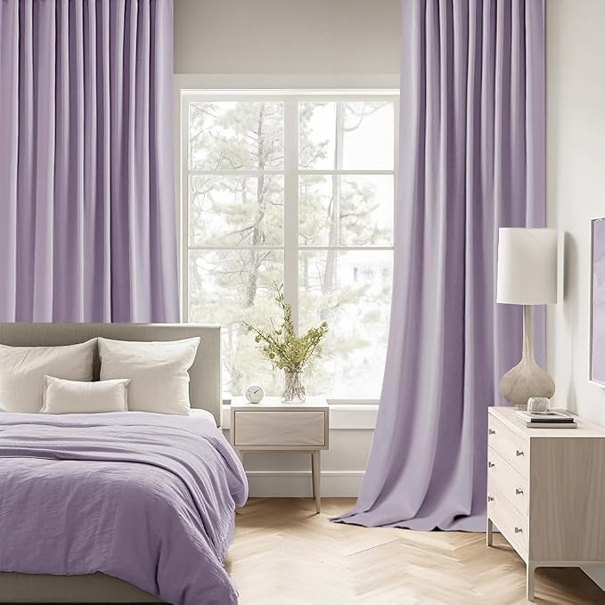 MIULEE Lilac Back Tab Blackout Curtains 108 Inch Long 2 Panels Set - Image 2