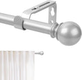 Silver Curtain Rod for Windows 28 to 48 Inch, 5/8 Inch Diameter Adjustable by Poskena
