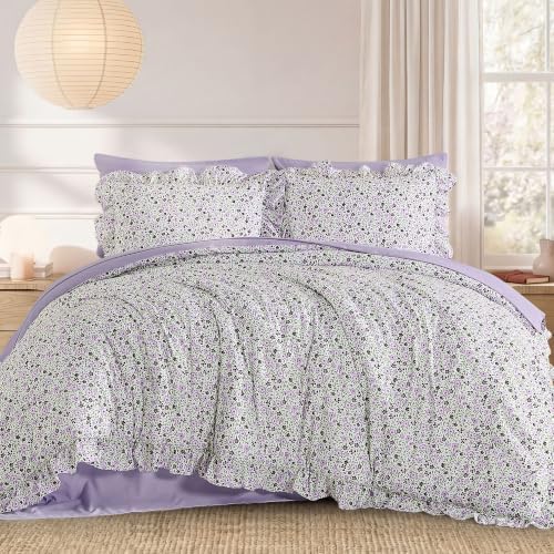BLOOMHAVEN Queen Comforter Set-7 Pieces Floral Ruffle Bedding Set by BLOOMHAVEN