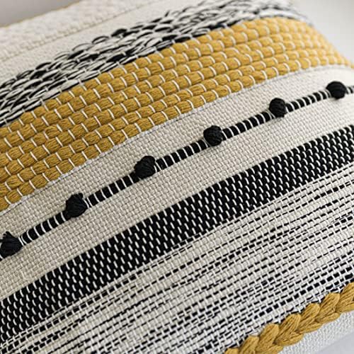 BlissBlush Yellow Mustard Decorative Throw Pillow Cover 20x20 Square Boho - Image 3