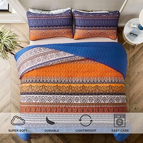 WONGS BEDDING Boho King Quilt Bedding Set, 3 Pieces Bedspread - Image 3