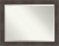 Amanti Art Brown Wall Mirror 36x46 William Rustic Woodgrain Rectangle Bathroom Mirror for Wall Decor Living Room, X-Large Classic Frame, Hangs Horizonally and Vertically, Bathroom Decor, Beveled Edge