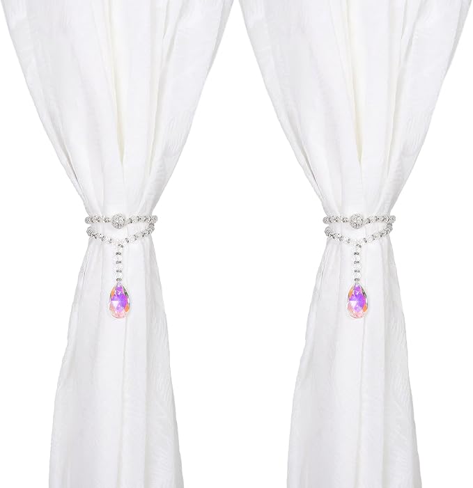 SUQ I OME 2 Pack of Luxury Crystal Beaded Magnetic Curtain Tieback and Holdback - Image 9