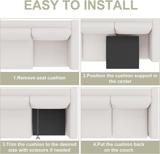 Couch Cushion Support for Sagging Seat, High-Density Curved Foam Sofa Furniture seat Couch Cushions Support Repair, 20"x20" Black Set of 2